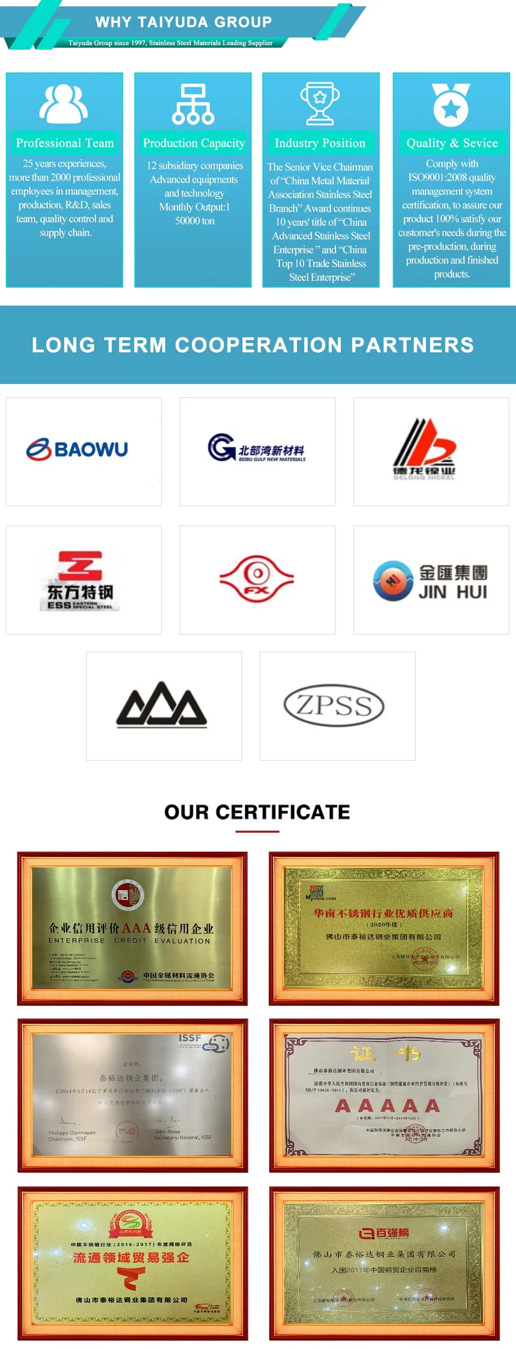 ASTM A480 Ti-Coid 0.3mm 0.6mm 0.8mm 1mm 2mm 3mm 4mm 6mm Color Coating 2b Ba Vibration Decoration 4X8 Inox Austenitic Stainless Steel Sheet