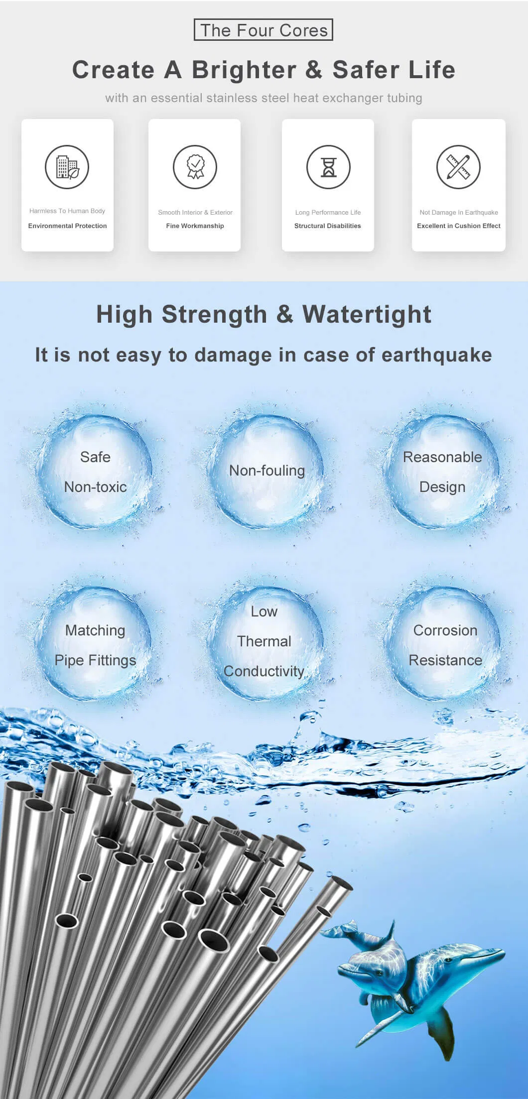 ASTM A789 ASME SA249 5 Inch Tube Chimney Flue Pipe Stainless Steel Piping for HVAC Systems