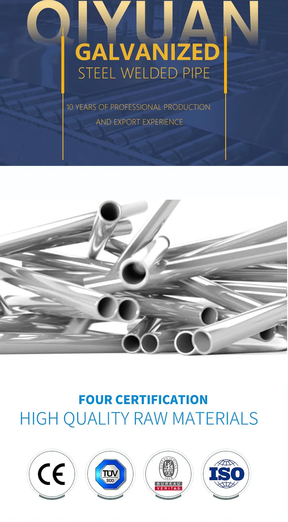 Building Material Q195 Q235 Sch10 Welded Factory Supply Best Galvanized Steel Pipe Price