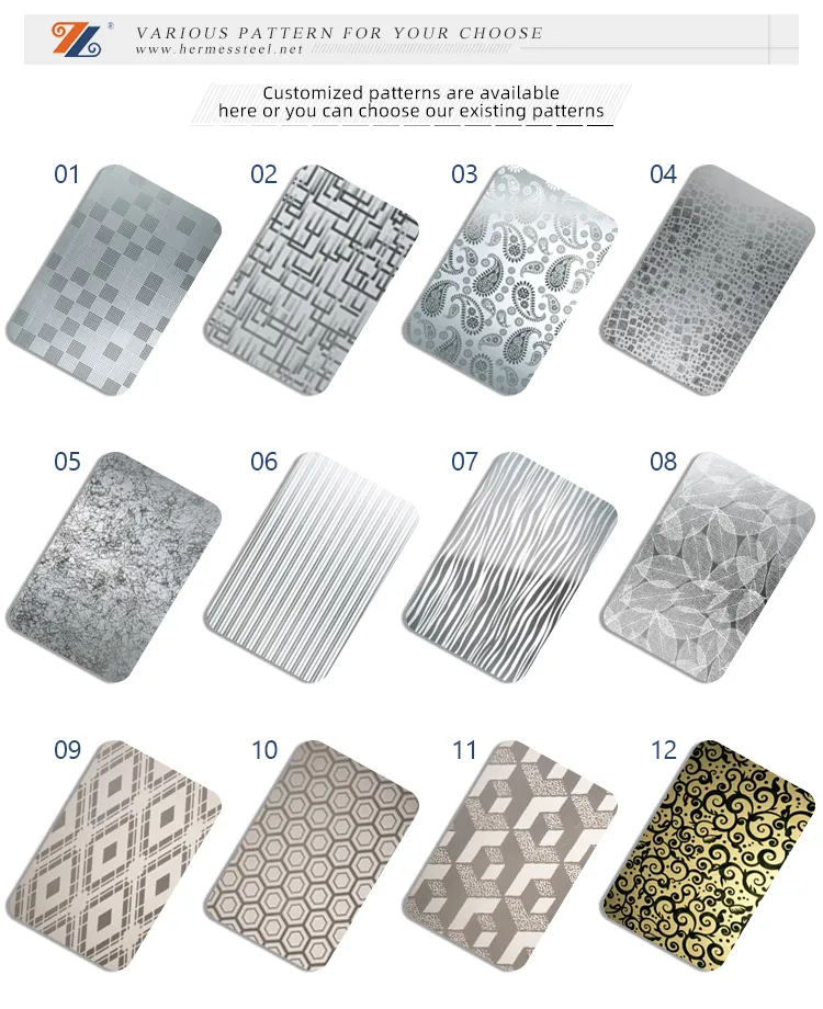 Home Decoration Mirror Etching Stainless Steel Sheet for Kitchen Cabinet