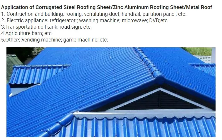 Prepainted Aluzinc Steel Coil Roof Sheet Used Corrugated Metal Roofing