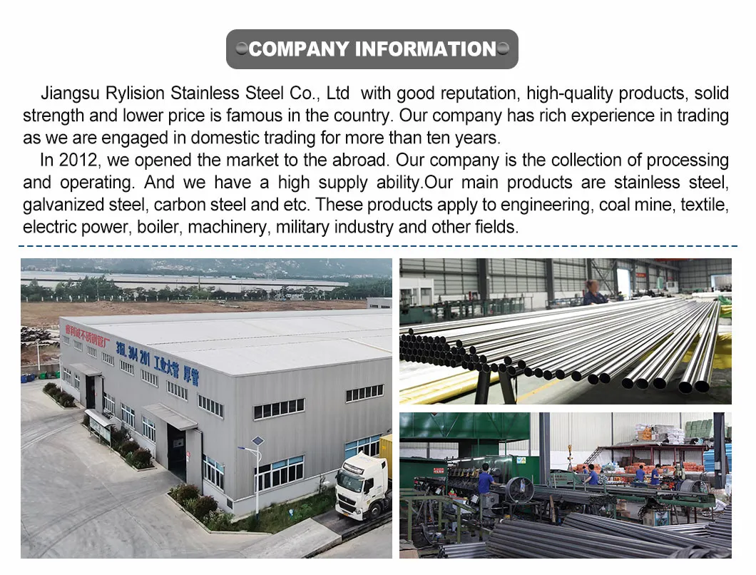 Top Quality 202 304L 316 316L 430 Stainless Steel Tube
